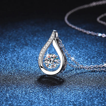 VVS1 D Color Moissanite Necklace For Women Fine Jewelry with GRA 925 Sterling Sliver Chain Plated 18k White Gold