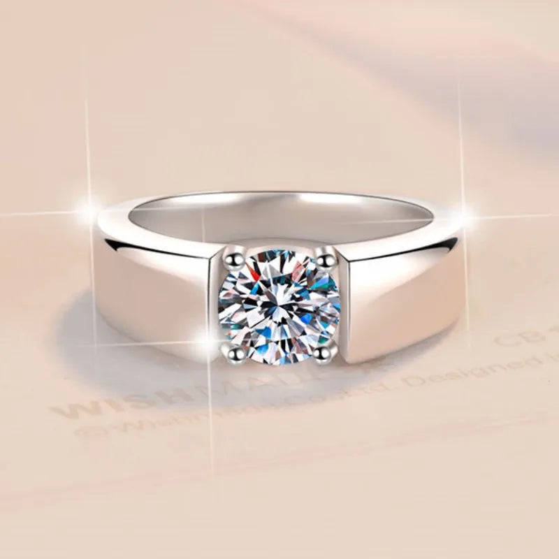 BJXMOSO Real Moissanite 925 Sterling Silver Couple Ring for Women Man Wedding Jewelry Engagement Imitation Diamond Fashion Gifts