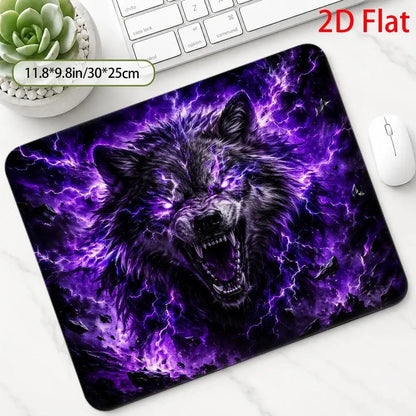 Wild Purple Lightning Wolf Mouse Pad, Mythical Fantasy Game Mouse Pad, Dark Gothic Design Style tapis de souris pc accessories