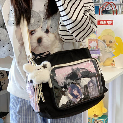 Trendy Transparent Simple Crossbody Bag for Girls Large Capacity School Shoulder Bag Comfortable and Versatile Texture Ita Bag
