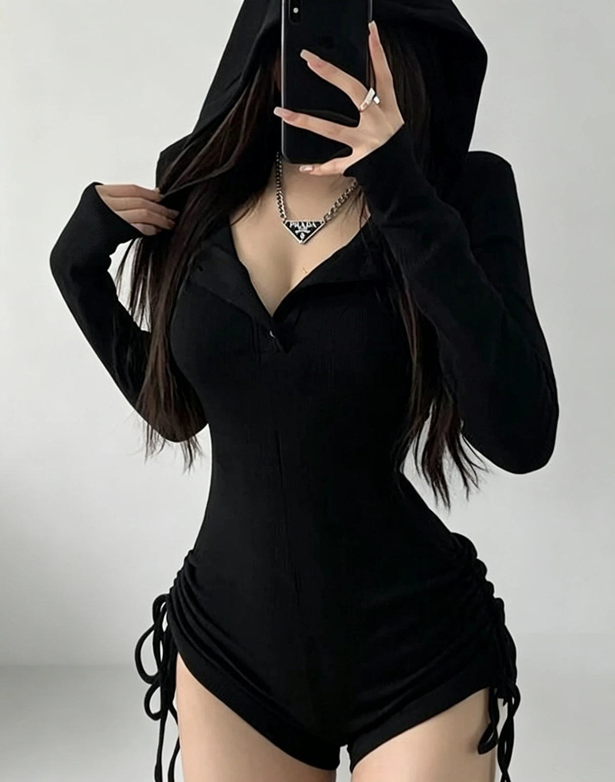 American Style Casual Hooded Jumpsuit High Waist Long Sleeve Yoga Suit Women's Slimming Outerwear Fitness Clothes Tight Body