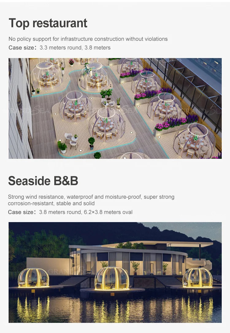 Portable Geodesic Bubble Dome, Transparent Polycarbonate Glamping Tent, Luxury Igloo Shelter for Outdoor Camping Garden Family