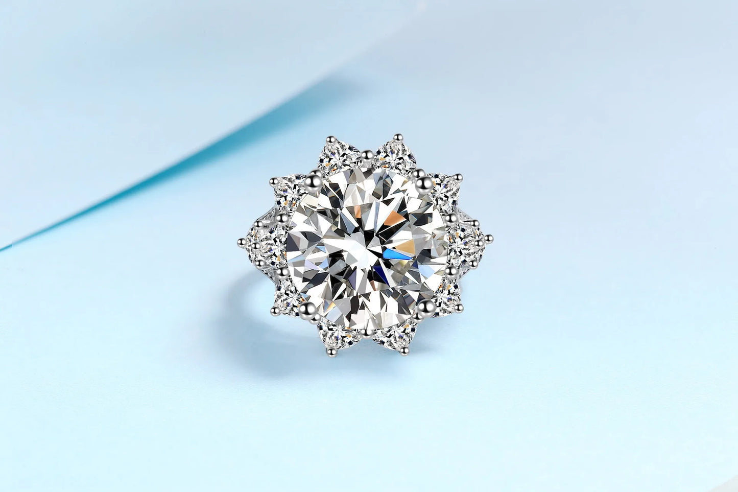 10ct Women's Moissanite Ring Wealth Flower Light Luxury Design PT950 Platinum Setting for Enhanced Confident Aura And Brightenin