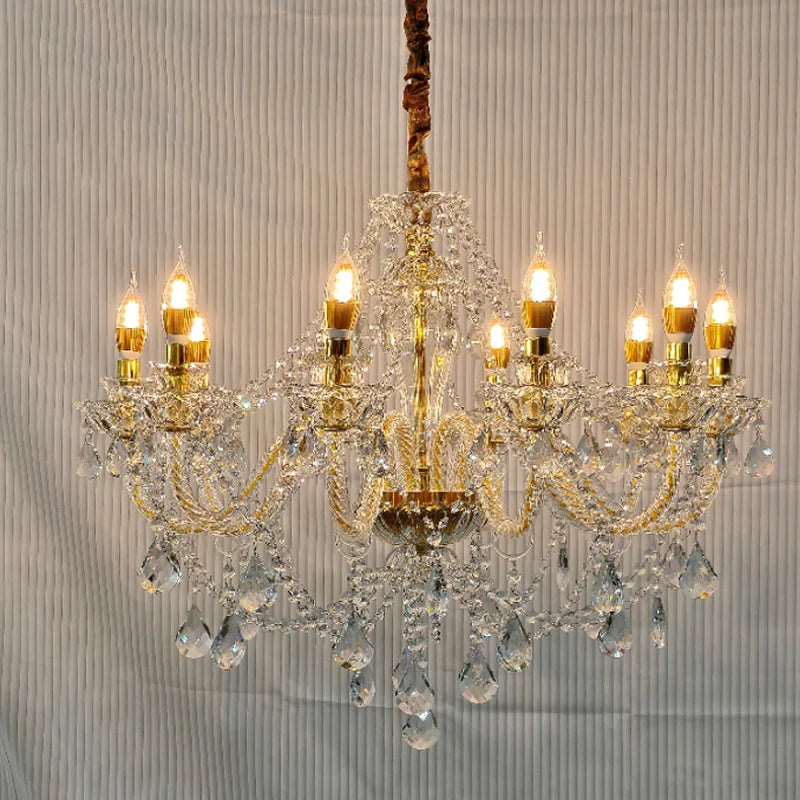 Luxury Home Crystal Chandeliers Villa Lighting for Living Room Decorate LED Ceiling Pendant Lights Indoor Hanging Lights Fixture