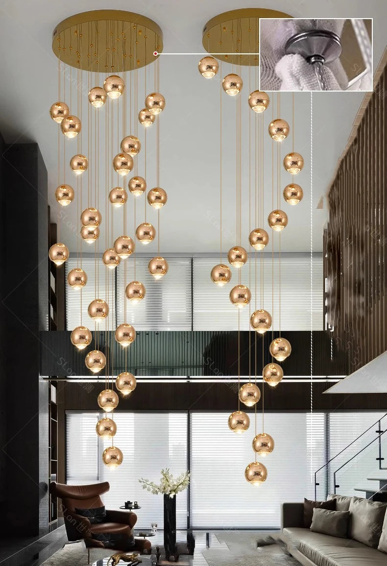 Modern Home Decor LED Lights Pendant Light Lamps for Staircase Chandeliers for Living Room Hanging Light Indoor Lighting