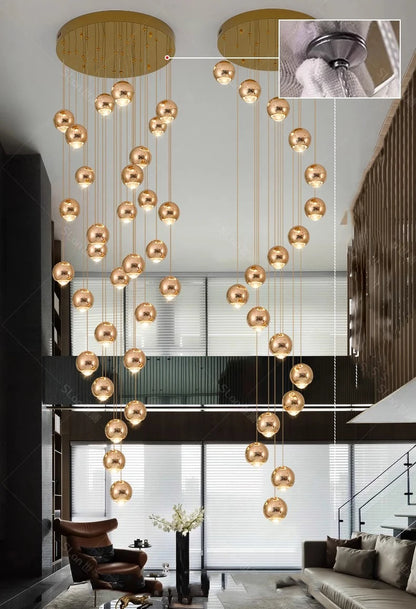 Modern Home Decor LED Lights Pendant Light Lamps for Staircase Chandeliers for Living Room Hanging Light Indoor Lighting