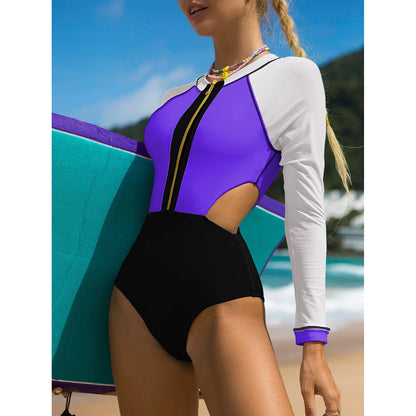 2026 Surfing Sport Swimsuit Long Sleeves Women One Piece Swimsuit  Swimwear Solid Monokini Bathing Suit Tropical Bodysuit Female