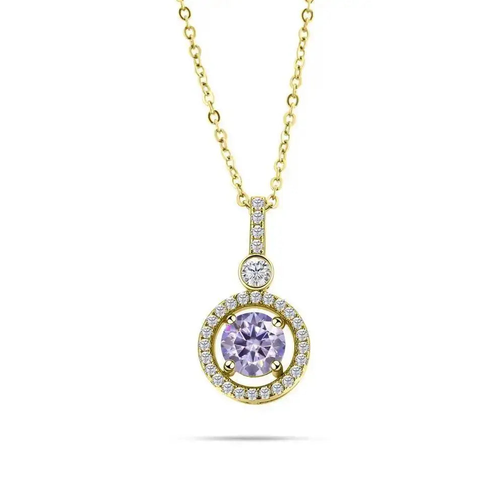 925 Sterling Silver Double Circle Halo Two Stone Drop Pendant Necklace Round Cut D VVS1 Multi Color Moissanite Fine Jewelry