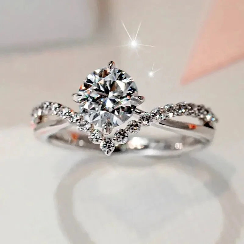 Huitan Wedding Band Eternity Rings Women Brilliant Round Zirconia Luxury Engagement Rings Thin Elegant Female Jewelry Drop Ship