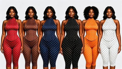 FAGADOER Cute Polka Dot Bodycon Rompers Hot Girl Streetwear Lace Up Bandage Corset Halter Jumpsuits Summer Night Club Playsuits