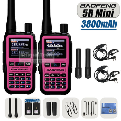 Baofeng UV 5R Mini Walkie Talkie 3800mAh High Capacity Air Band UHF/VHF FM Bluetooth Programming Type-C Camping Radio Upgrade 5R