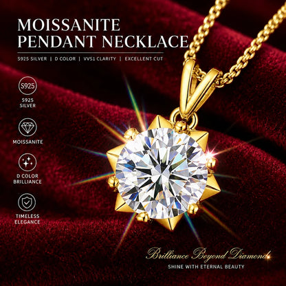 Luxury 1 Carat Moissanite Necklace Pendant D Color VVS1 S925 Sterling Silver Chain Women Engagement Wedding Jewelry With GRA