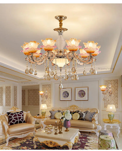 New Bedroom Chandelier  European Luxurious Atmospheric Lighting Fixture Home Living Room Dining Room Light Luxury Crystal Lamps