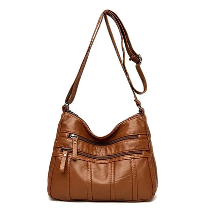 Fashion Soft Leather Crossbody Bags for Women 2026 Casual Female Multi Pocket Messenger Bags Retro Handbags Ladies Shoulder Bags