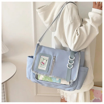 Y2K Japanese Harajuku School Bags for Girls New Transparent Itabag Crossbody Bag DIY Badges Display Plate Ita Bag