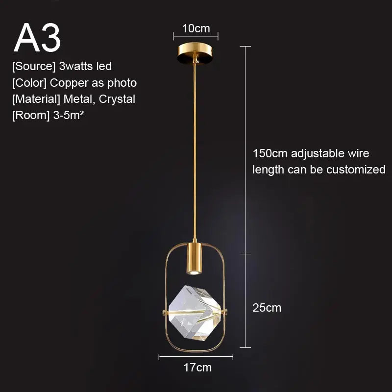 Crystal Led Pendant Lights Kitchen Fixture Suspension Bedside Hanging Lamp Nordic Loft Living Room Dining Room Indoor Home Decor