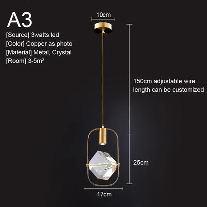 Crystal Led Pendant Lights Kitchen Fixture Suspension Bedside Hanging Lamp Nordic Loft Living Room Dining Room Indoor Home Decor