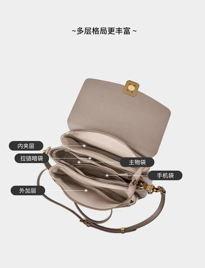 Women's Genuine Grade Cow  Leather Shoulder Crossbody Purse Bag Luxury Designer Ladies Underarm Bag Female Small Square Bag New