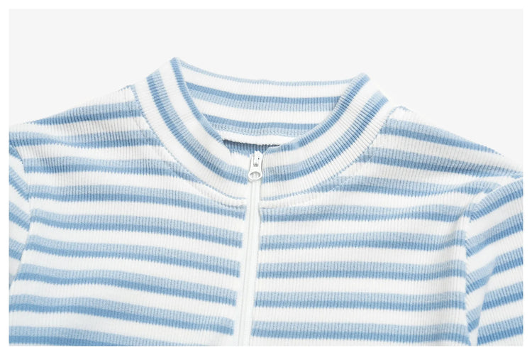 Women 2/3pcs Yoga Set Gym Clothing Fitness Suit Workout Tracksuit Outfits Ribbed Striped Strapless Tube Top Zipper Long Sleeve
