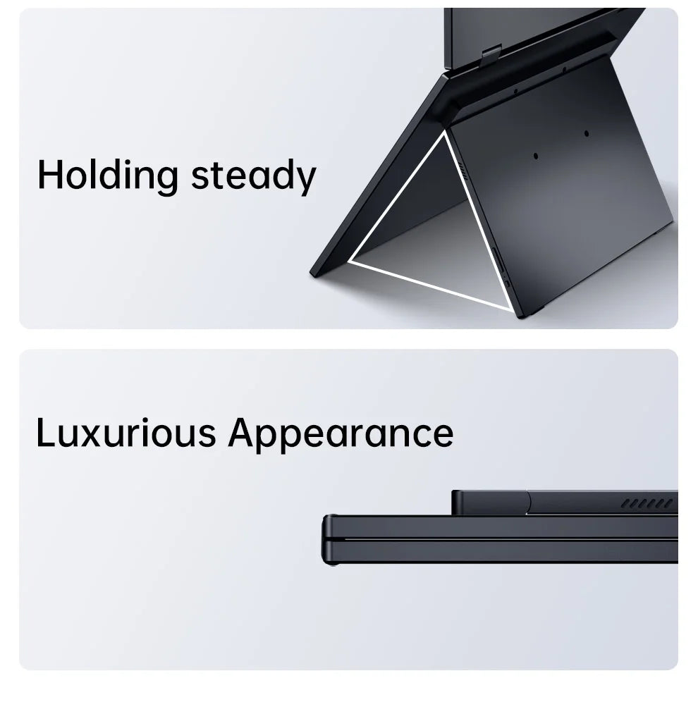 15.6" Folding Portable Monitor Dual Touch Screen 1080p 300nits VESA 75mm Freely Adjust Display Extender for Laptop PC With Bag