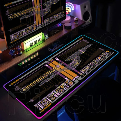 RGB Pc Gamer S-Star Treks Keyboard Expansion Mouse Pad LED Glowing Mat Rubber Backlight Gaming Computer Laptop Home Office Setup