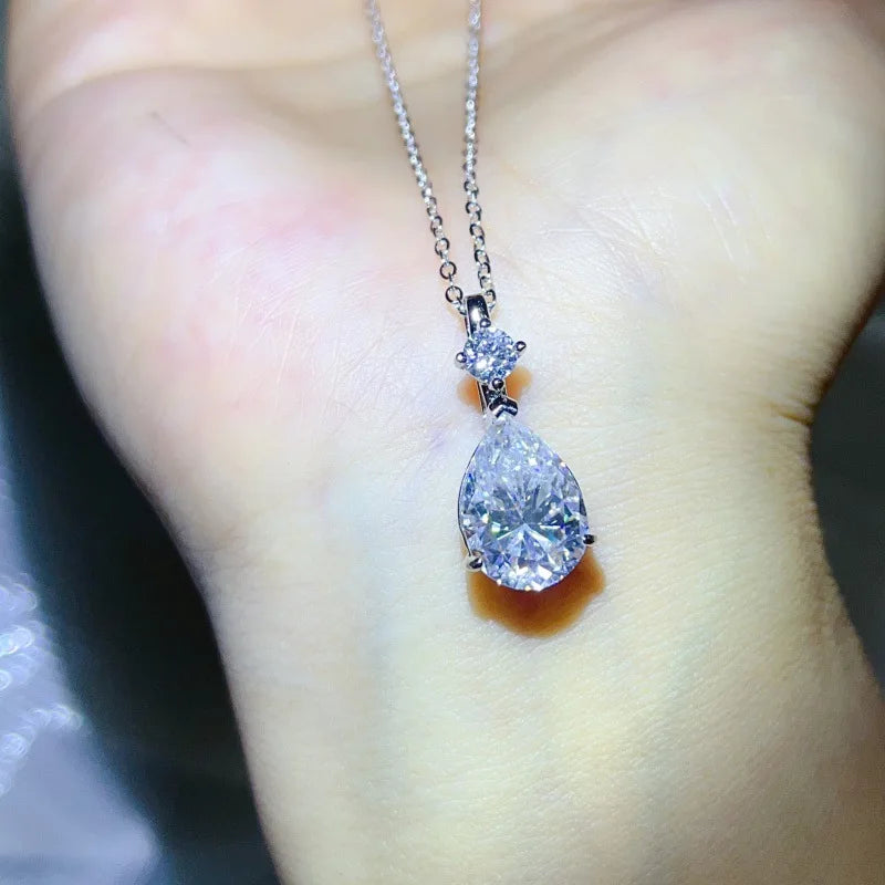 luxury 18K white gold and platinum PT950 new 5.3 carat water drop color moissanite pendant large carat model