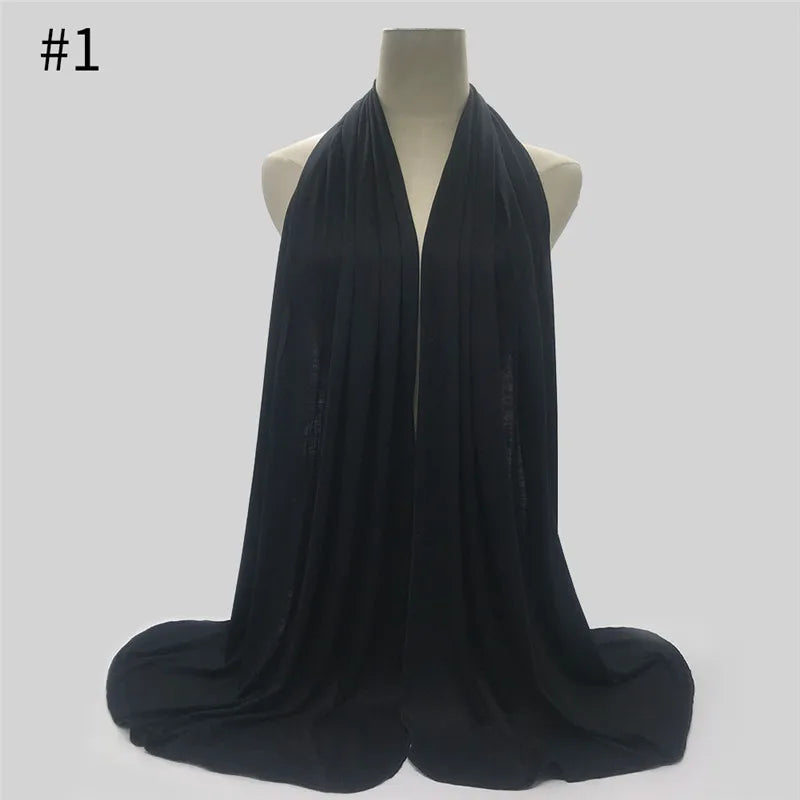 28Color Modal Cotton Jersey Hijab Scarf Ramadan Long Muslim Shawl Plain Solid Soft Turban Wraps For Women Headband
