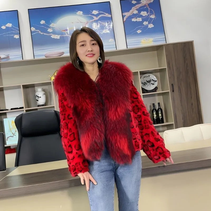 2025 Autumn Winter New Imported Real Mink Fur Coat Women Short Mink Coat High Quality Raccoon Fur Collar Genuine Fur Clothing