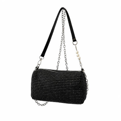 Allover Rhinestone Bucket Bag Waterproof Lightweight Women Crossbody Bag Mini All-match Glitter Chain Prom Purse for Ladies