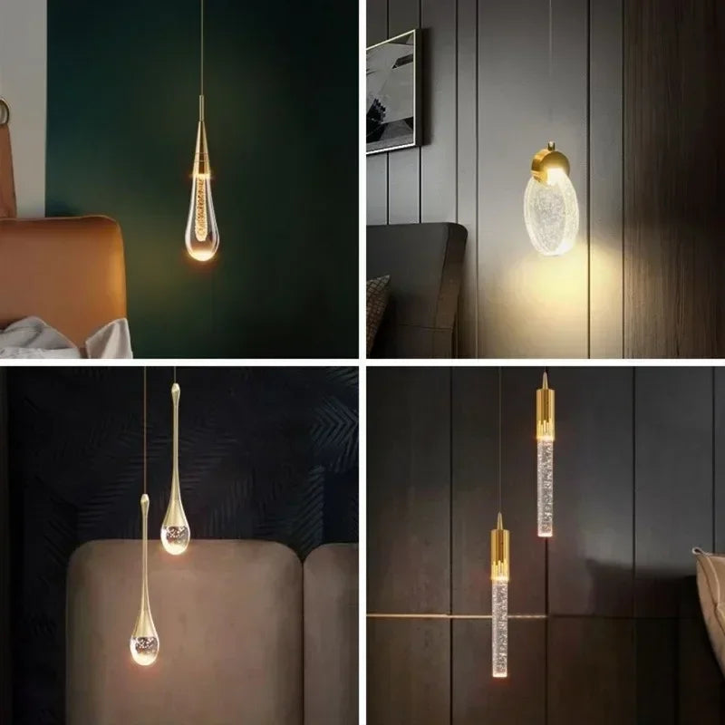 Water Drop Ceiling Chandelier Bubble Crystal Hanging Lamp Dining Room Decor Bedroom Lamp Bar Cafe Led Lights Home Pendant Light