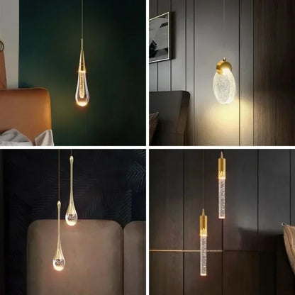 Water Drop Ceiling Chandelier Bubble Crystal Hanging Lamp Dining Room Decor Bedroom Lamp Bar Cafe Led Lights Home Pendant Light