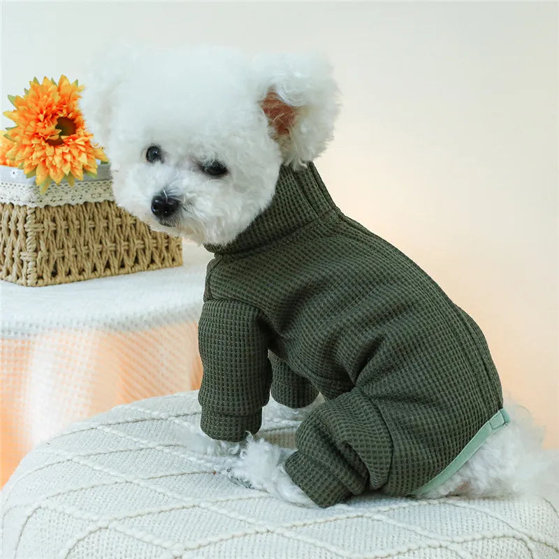 Solid Dog Clothes Winter Dog Jumpsuit Coat Thickened Wrapped Belly Clothing Puppy Overalls Tracksuit For Small Dogs Dachshund XS