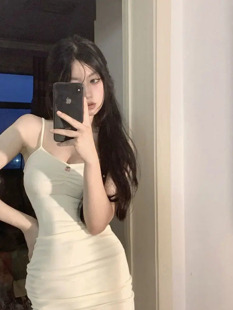 Women's Suspender Dress Sleeveless Low Cut Spring Summer Solid Color Dress Ruffled Hip Wrap Bodycon Dress Party Nightclub Dress