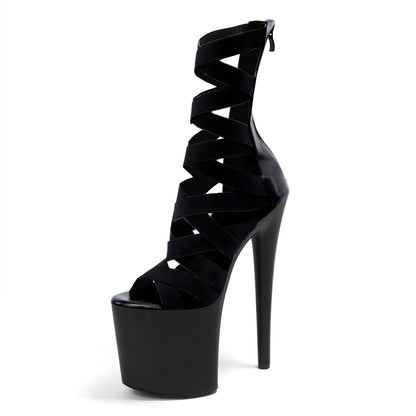 Sexy Strip Pole Dance Rome Crossdresser High Heel Nightclub Sexy Cool Boots 15cm Hate High Exotic Walking 20cm Platform Female
