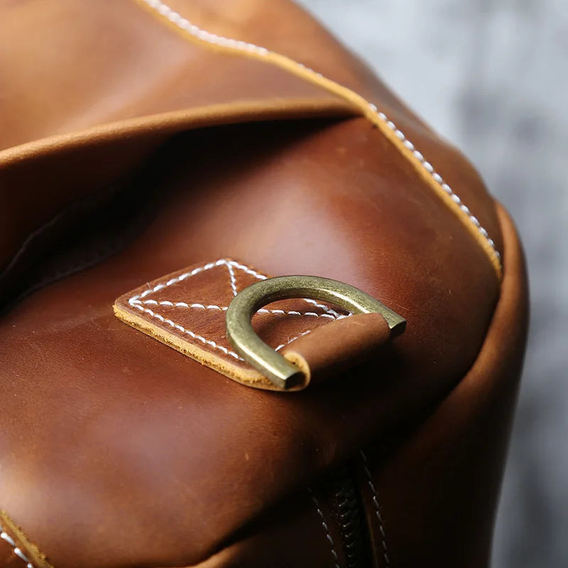 Vintage Genuine Leather Men's Travel Bag Crazy Horse Leather Duffel Bag Large Capacity Top-Layer Cowhide Handbag Crossbody NZPJ