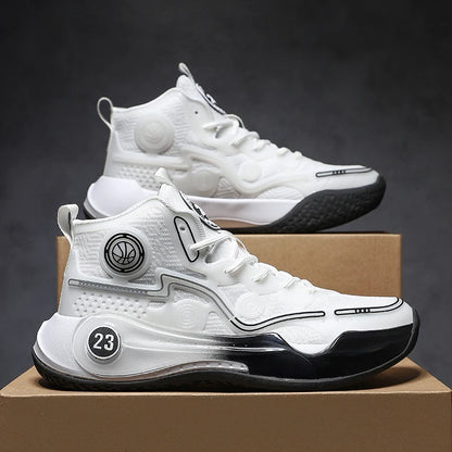 Unisex Basketball Shoes Thick Bottom Rebound Combat Training Sneakers Breathable Comfort Competition Basketball Boots for Men