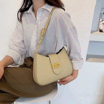 Women Bag Luxury Designer Clutch Handbags Solid Color Leather Underarm Shoulder Bag Casual Female Luxury Hobos Bags White Black