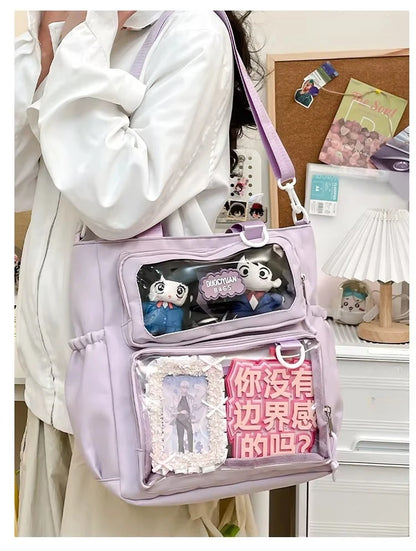 Y2K Japanese Preppy Style Shoulder Crossbody Bag New Nylon School Bags for Teenage Girls Transparent Itabag Backpacks Ita Bag