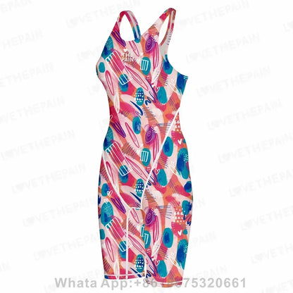 Women Open Back Kneeskin Tech Suit Swimsuit Competition Training Neck to Knee Swimsuit One-piece Jumpsuit Professional Swimsuit