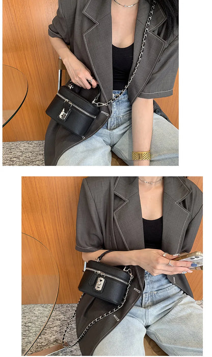 Women Square Handbags 2024 Summer Fashion Chains Crossbody Bags Texture PU Shoulder Bag Elegant Chic Mini Mobile Phone Bags
