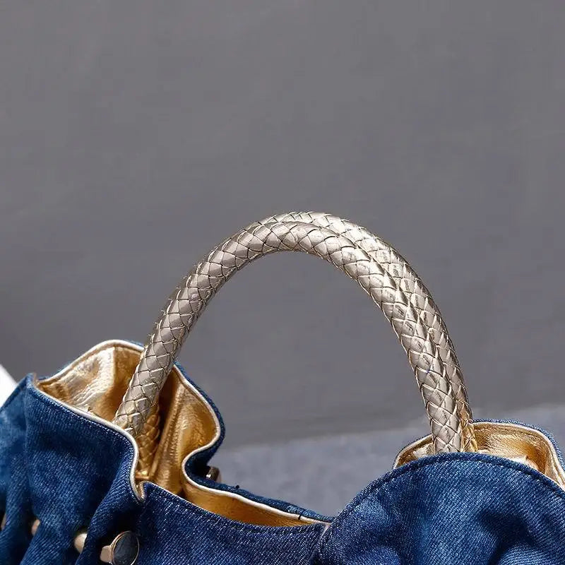 New Luxury Women Denim Bags Sweet Blue Pattern High Quality Handbags With Purses Diamond Ladies Tote Bag Messenger Bags
