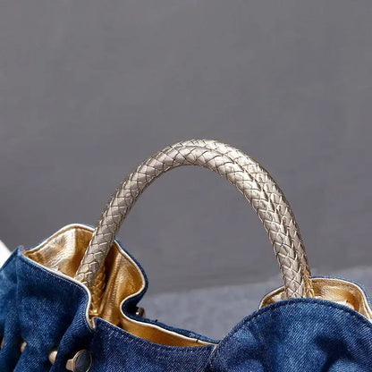 New Luxury Women Denim Bags Sweet Blue Pattern High Quality Handbags With Purses Diamond Ladies Tote Bag Messenger Bags