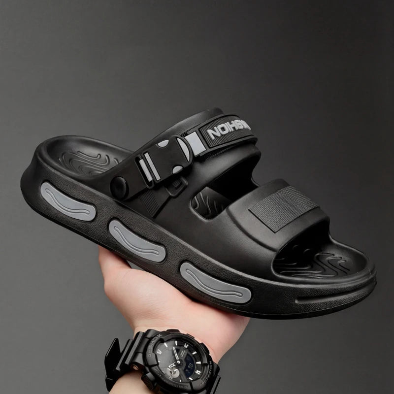 Summer Men's Slippers Thick-Soled Non-Slip Breathable Open toed Sandals Casual Beach Slippers For Men Outdoor Indoor Home Shoes