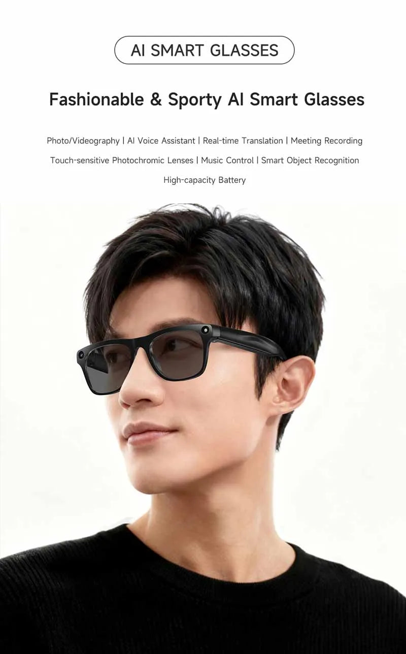 2026 4K HD Color Changing AI Smart Glasses Chat GPT 100MP Camera Bluetooth Call Voice Assistant Control Smart Glasses 2026 New