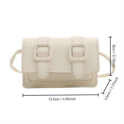 Fashion Mini Messenger Bags Solid Color Buckle Shoulder Bag PU Leather Crossbody Bags Ladies