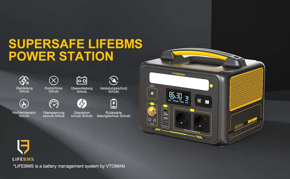 VTOMAN JUMP 600X Portable Power Station 299Wh Solar Generator LiFePO4 1200W Peak Power Powerstation Emergency Backup