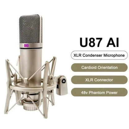 Condenser U87 AI XLR Microphone Professional Cardioid Studio Mic for Recording Podcasting Voice Over Streaming Home Studio