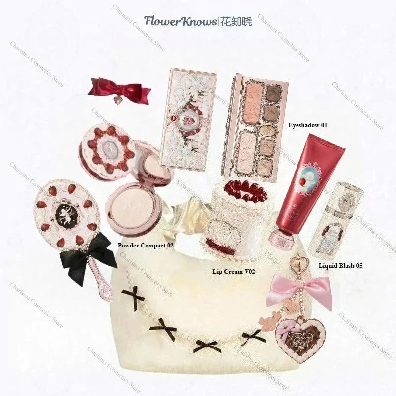 Flower Knows Strawberry Cupid Cosmetics Full Palette Lip Cream Powder Hand Cream 9-piece Set