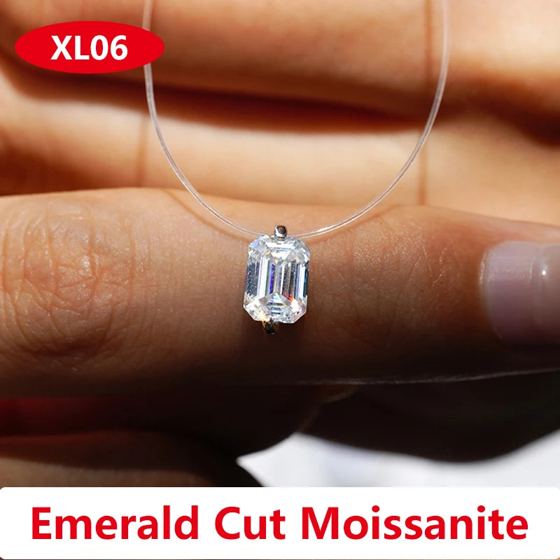 Moissanite Transparent Fishing Line for Women Mermaid Tears Necklace Creative Women's Moissanite Diamond Clavicle Chain
