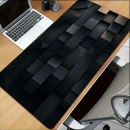 Black Gray Geometric Square Large  Gaming Mouse Pad Non-Slip Base Rubber Extended E-sports Keyboard Desk Mat Mousepad Anti-Slip